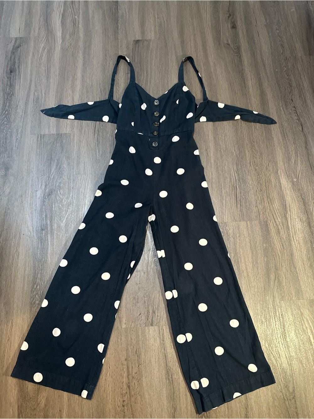 Black & White Polka Dot Wide-Leg Jumpsuit - Picture 2 of 10